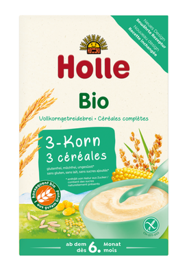 Kaszka Pełnoziarnista 3 Zboża Bez Dodatku Cukrów Bezglutenowa Od 6 Miesiąca Bio 250 G - Holle [BIO]