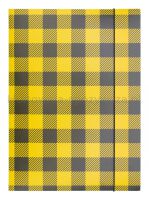 Teczka z gumką OFFICE PRODUCTS, karton/lakier, A4, 320gsm, 3-skrz., mix kolorów w kratę - 3