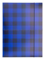 Teczka z gumką OFFICE PRODUCTS, karton/lakier, A4, 320gsm, 3-skrz., mix kolorów w kratę - 6