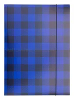 Teczka z gumką OFFICE PRODUCTS, karton/lakier, A4, 320gsm, 3-skrz., mix kolorów w kratę - 6