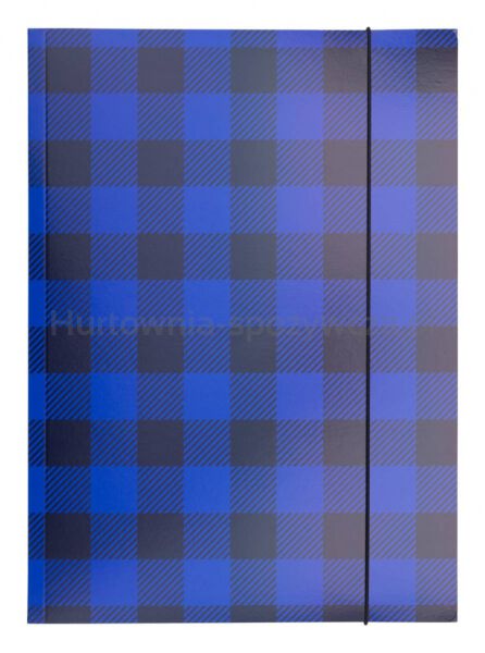 Teczka z gumką OFFICE PRODUCTS, karton/lakier, A4, 320gsm, 3-skrz., mix kolorów w kratę - 6
