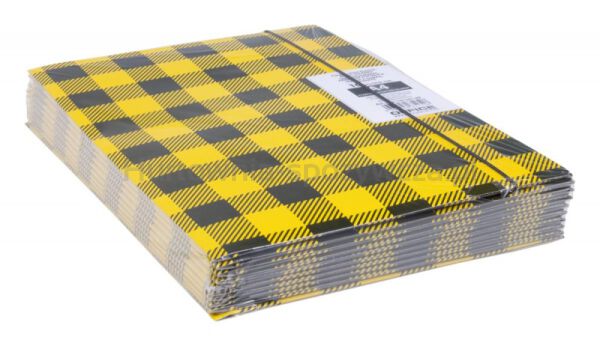 Teczka z gumką OFFICE PRODUCTS, karton/lakier, A4, 320gsm, 3-skrz., mix kolorów w kratę - 8