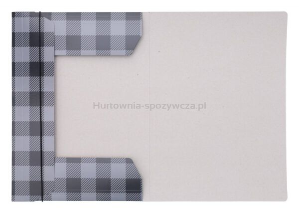 Teczka z gumką OFFICE PRODUCTS, karton/lakier, A4, 320gsm, 3-skrz., mix kolorów w kratę - 14