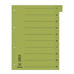 Donau Przekładka Karton A4, 235X300Mm, 0-9, 1 Karta Z Perforacją, Zielona