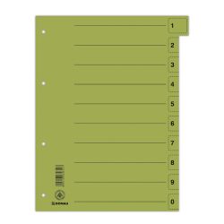 Donau Przekładka karton A4, 235x300mm, 0-9, 1 karta z perforacją, zielona