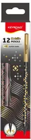 Ołówek KEYROAD Metallic, okrągły, czarne drewno, 12 szt., holograficzne wzory - 5