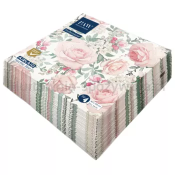 Serwetki PAW Professional Dinner Gorgeous Roses 1-warstowe 40x40cm składane 1/4