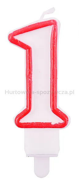 Świeczka PARTY GO, cyfra 1, 9cm, biało-czerwona