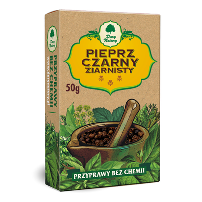 Pieprz Czarny Ziarnisty 50 G - Dary Natury [BIO]