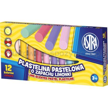 Plastelina Astra 12 kolorów pastelowa o zapachu limonki