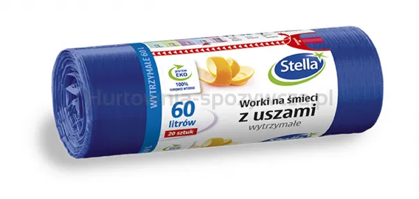Worki na śmieci STELLA, z uszami, 60 l, 20 szt., granatowe, granatowy