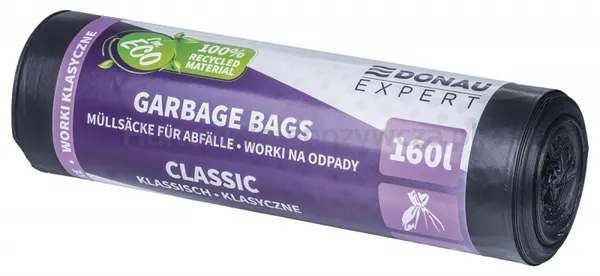Worki na odpady DONAU EXPERT, klasyczne, LDPE, 160l, 10 szt., czarne