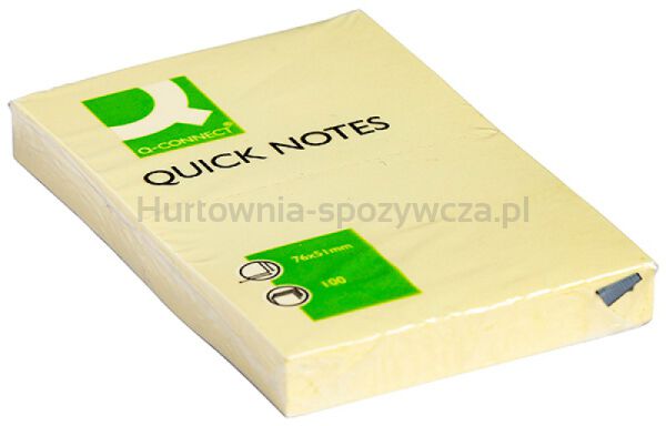 Q-Connect Bloczek samoprzylepny, 51x76mm, 1x100 kart., jasnożółty 