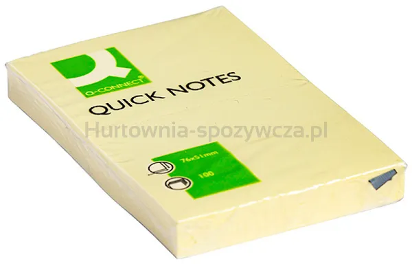Bloczek samoprzylepny Q-CONNECT, 51x76mm, 1x100 kart., jasnożółty