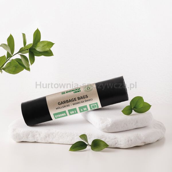 Worki na śmieci DONAU ECO, mocne (LDPE), 60l, 10 szt., czarne - 2