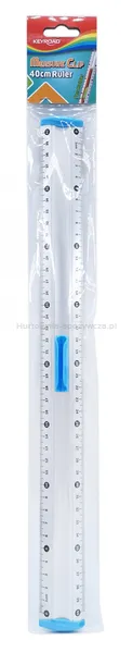 Linijka aluminiowa KEYROAD, z uchwytem na ołówek, 40cm, blister, mix kolorów