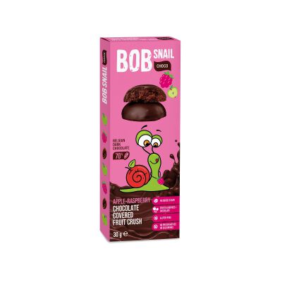 Przekąska Choco Jabłko - Malina W Ciemnej Czekoladzie Belgijskiej Bez Dodatku Cukru Bezglutenowa 30 G - Bob Snail [BIO]