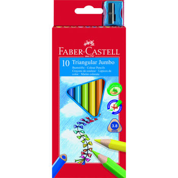 Kredki jumbo trójkątne 10 kolorów + temperówka faber castell