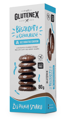 Biszkopty W Czekoladzie Bez Dodatku Cukrów Bezglutenowe 80 G - Glutenex [BIO]