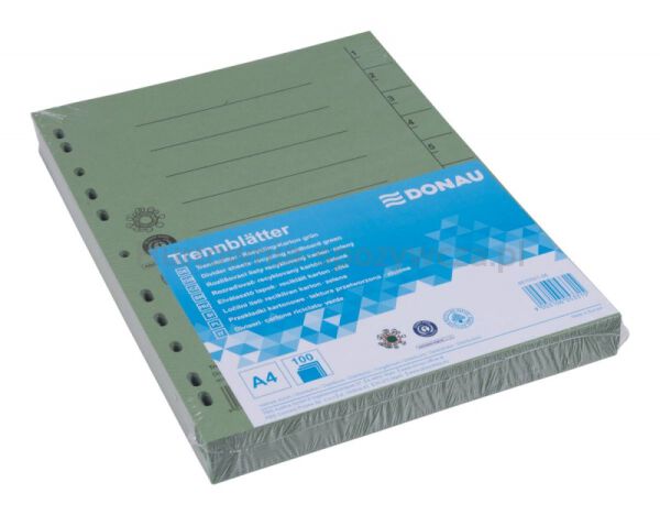 Donau Przekładka karton A4, 235x300mm, 1-10, 1 karta, zielona  - 2