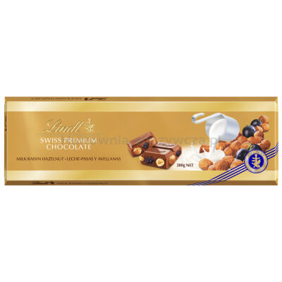 Lindt Czekolada Swiss Premium Milk Raisins Hazelnut 300G