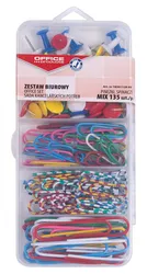 Zestaw Biurowy (Pinezki I Spinacze) Office Products, Mix 135Szt.