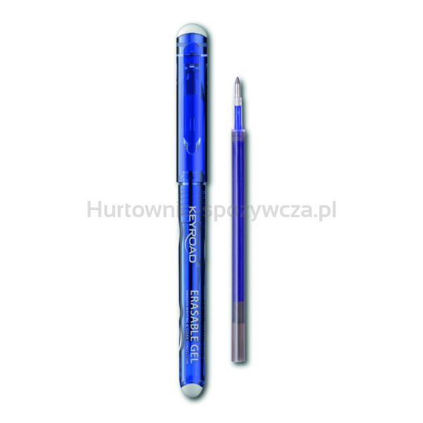 Długopis wymazywalny KEYROAD 0,7mm, plus wkład/zapas, blister, niebieski - 2