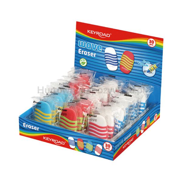 Gumka uniwersalna KEYROAD Wave, pakowane na displayu, mix kolorów - 2