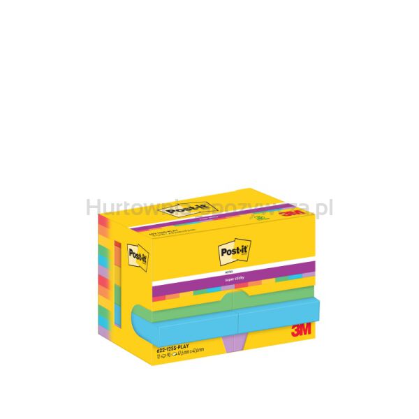 Post-It Karteczki samoprzylepne Super Sticky, 47,6x47,6mm, 12x90 kart., paleta Playful  - 2