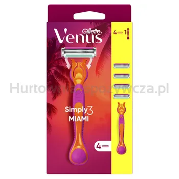 Gillette Simply Venus 3 Miami Rączka maszynki + 4 Ostrza
