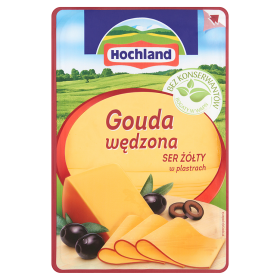 Hochland Gouda Wędzona Ser Żółty W Plastrach. Ser Podpuszczkowy Dojrzewający 135 G