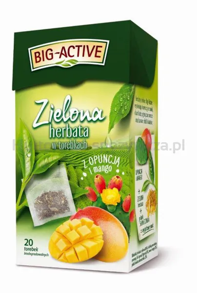 Herbata BIG ACTIVE, zielona z opuncją i mango, 20 torebek