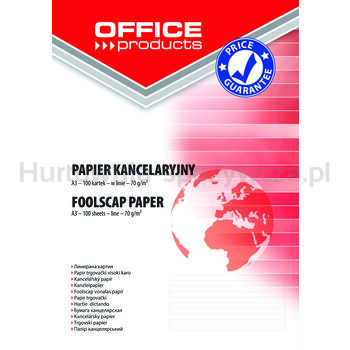 Papier kancelaryjny OFFICE PRODUCTS A3 w linie 100 arkuszy