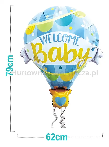 Balon PARTY GO Welcome Baby, 79cm, 1 szt., niebieski