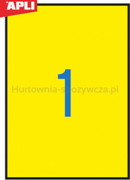 Etykiety kolorowe APLI, 210x297mm, prostokątne, żółte, 20 ark. - 2