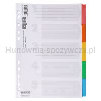 Office Products Przekładki karton, A4, 227x297mm, 5 kart, lam. indeks, mix kolorów  - 2