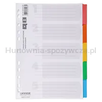 Przekładki OFFICE PRODUCTS, karton, A4, 227x297mm, 5 kart, lam. indeks, mix kolorów - 2