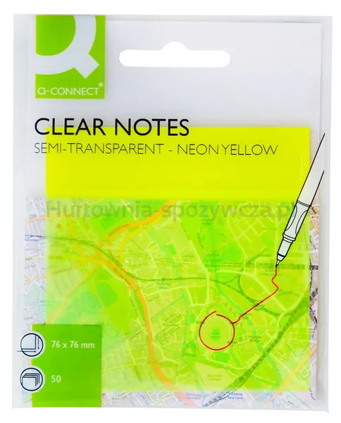 Q-Connect Bloczek samoprzylepny, półprzezroczysty, 76x76mm, 50k., żółty 