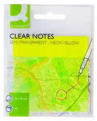 Q-Connect Bloczek Samoprzylepny, Półprzezroczysty, 76X76Mm, 50K., Żółty 