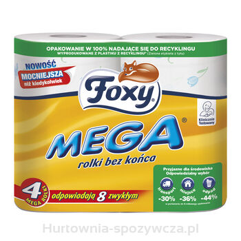 *Foxy Papier Toaletowy Mega 4 Rolki, 3 Warstwy(Najniższa Cena W Kraju)