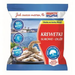 Abramczyk Krewetki Białe 31-40 Surowe Bez Głowy W Pancerzu Z Ogonkiem Z Łatwym Obieraniem 10% 450/500G