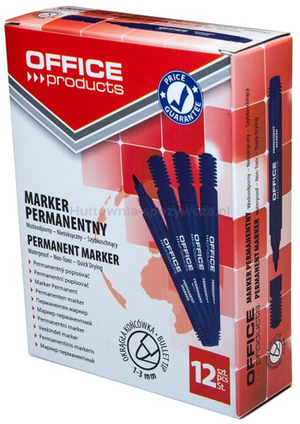 Office Products Marker permanentny okrągły, 1-3mm (linia), niebieski  - 2