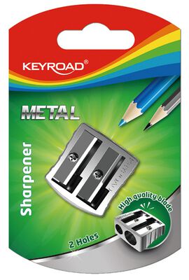 Keyroad Temperówka Metal, aluminiowa, podwójna, srebrna [BIURO]