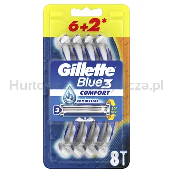 Gillette Blue3 Comfort Jednorazowa Maszynka Do Golenia Dla Mężczyzn, 8 Sztuk