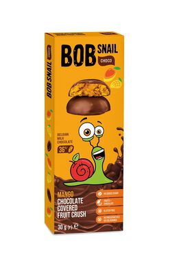 Bob Snail  Przekąska Choco Mango W Mlecznej Czekoladzie Belgijskiej Bez Dodatku Cukru Bezglutenowa 30 G [BIO]