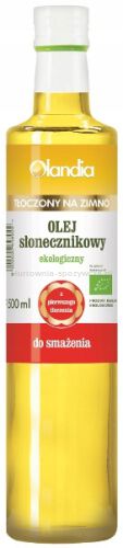 Olej Słonecznikowy Do Smażenia Tłoczony Na Zimno Bio 500 Ml - Olandia [BIO]