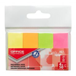Zakładki Indeksujące Office Products, Papier, 20X50Mm, 4X50 Kart., Zawieszka, Mix Kolorów Neon