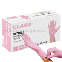 Rękawice nitrylowe bezpudrowe CLARA, 100 szt., rozmiar M, różowe - 4