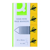 Q-Connect Zakładki indeksujące Sign-here, PP, 20x45mm, 4x40 kart. [BIURO]