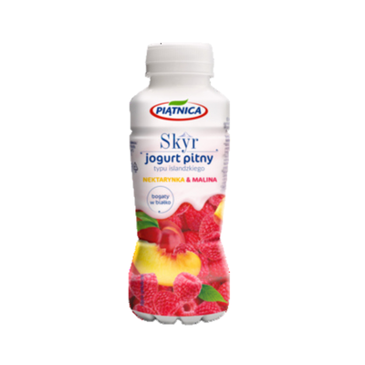 Jogurt pitny Skyr nektarynka-malina Piątnica 330ml